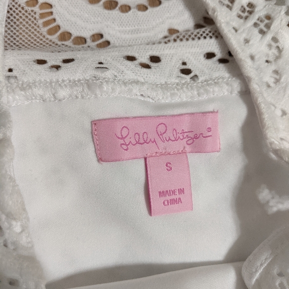 EUC! Lilly Pulitzer Women's Lyra Dress Resort White Lace Cold Shoulder Size S - Picture 10 of 13
